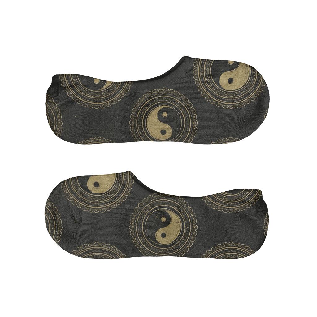 Gold Ink Duality Mandala Lattice anti-slip no-show socks