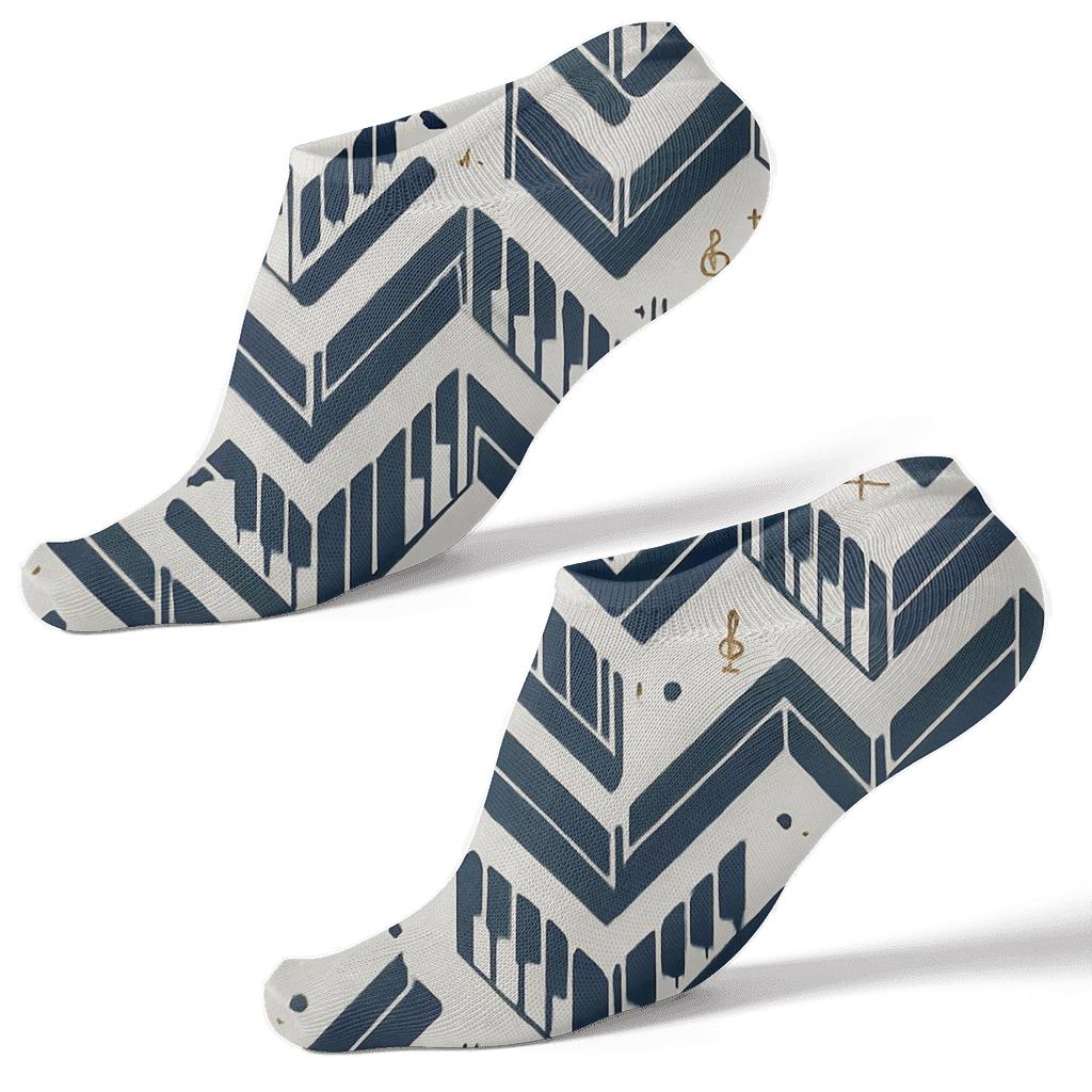 Piano Key Chevron In Musician Rhythm premium sports ankle socks