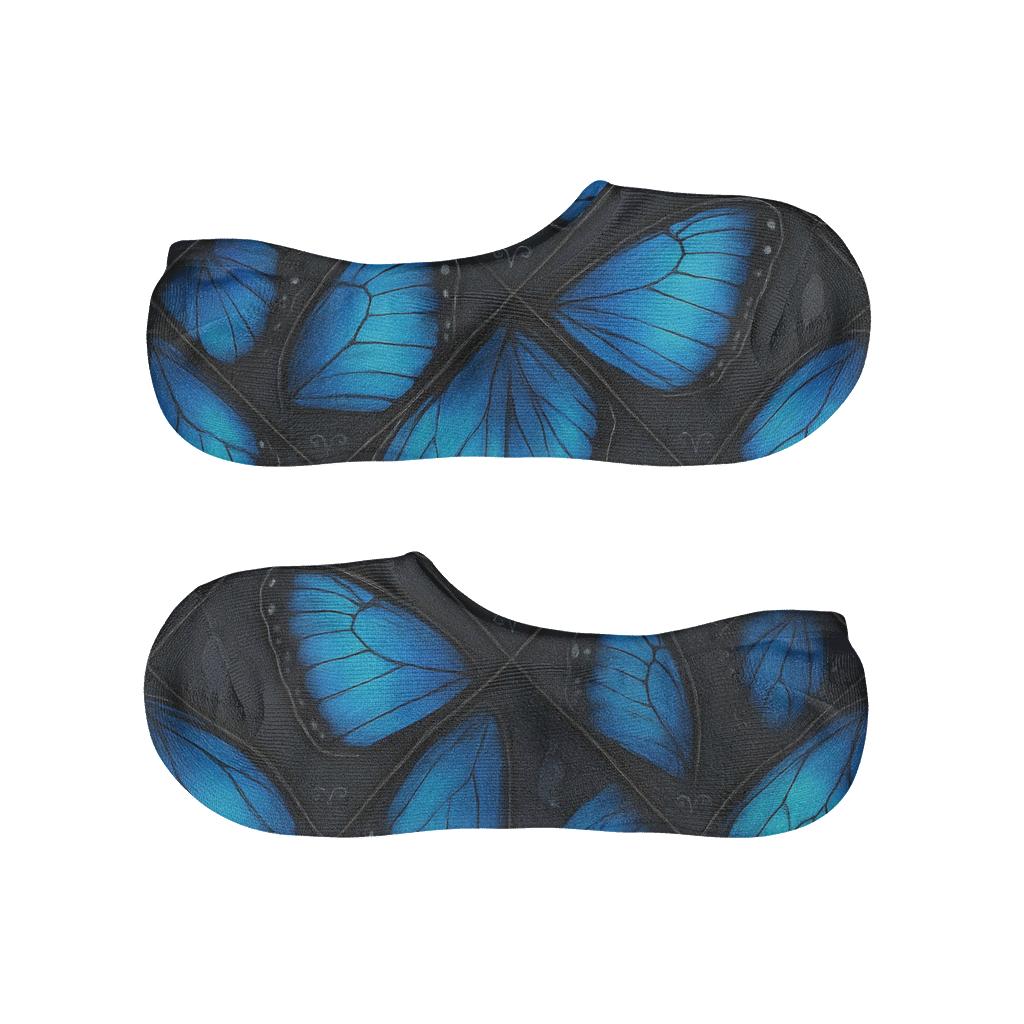 Iridescent Morpho Wing Vein Lattice On Charcoal Background personalized no-show socks