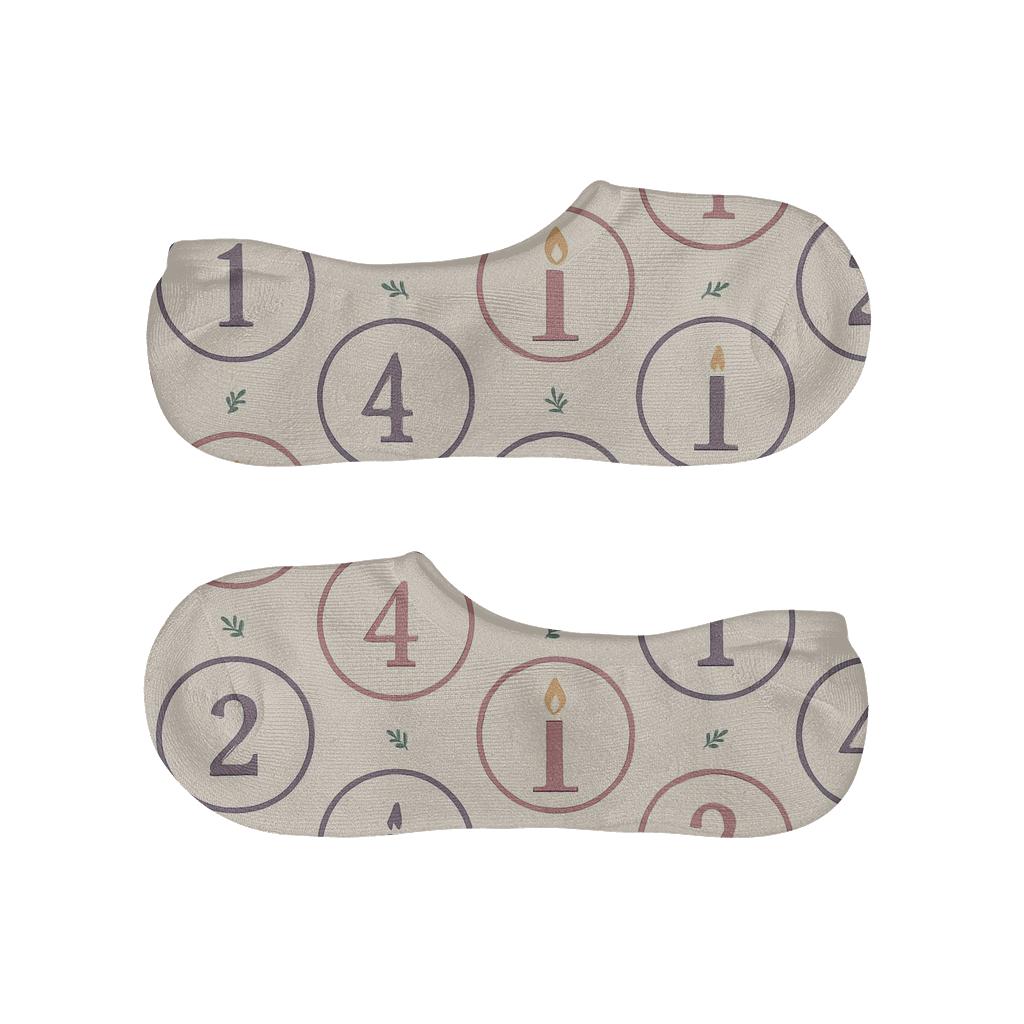 Numbered Glow Medallions Pattern For Advent Candles anti-slip no-show socks