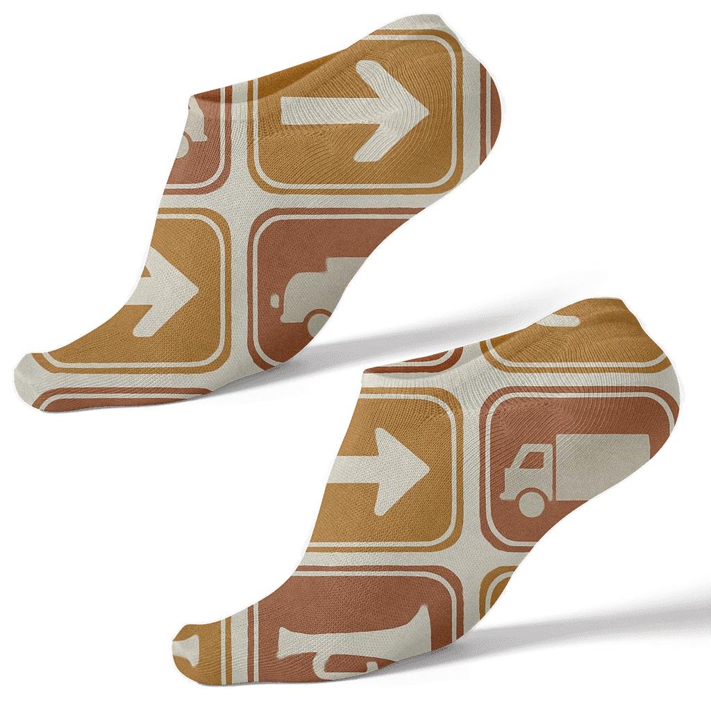 Vintage Road Sign Poster Look With Truck Driver Grid stylish athletic ankle socks