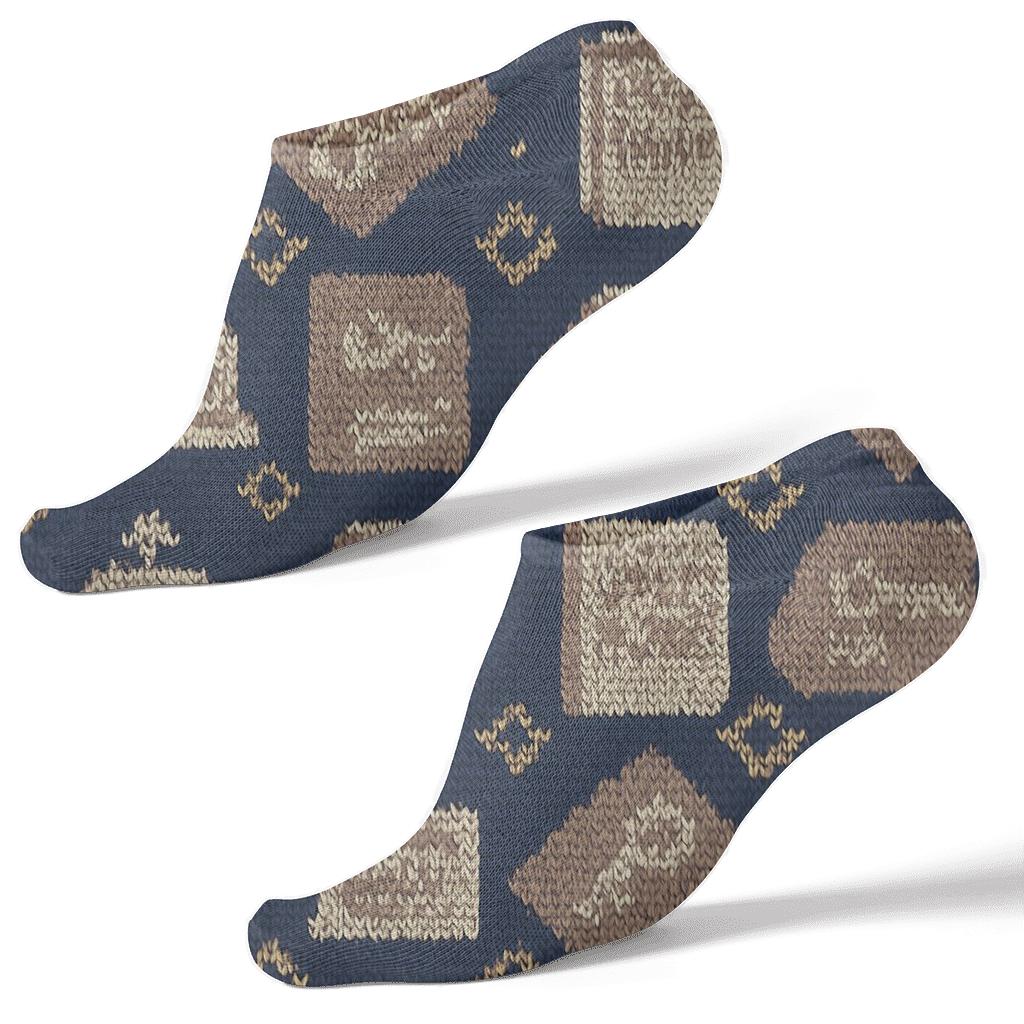 Knitted Illusion Hotel Receptionist Key Card Lattice soft everyday ankle socks