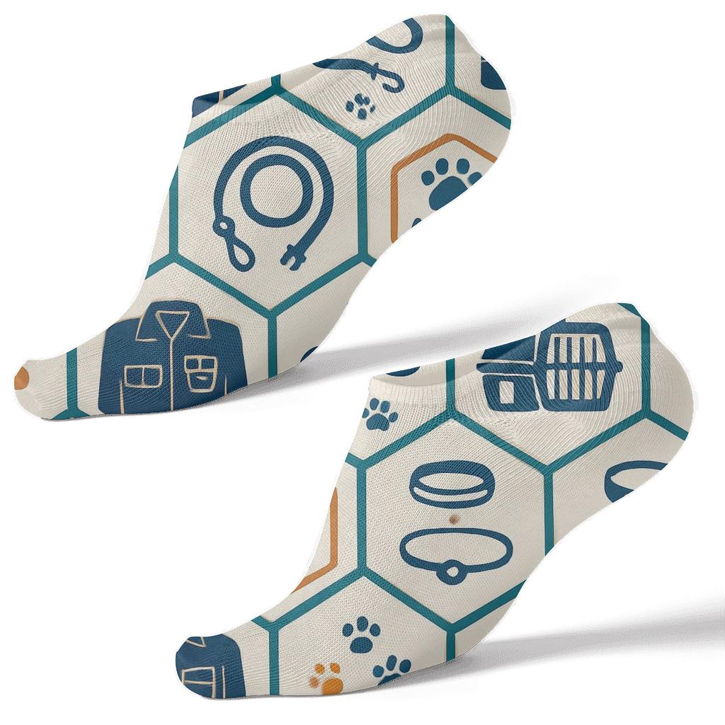 Rescue Lattice Animal Control Officer Pattern trendy patterned ankle socks