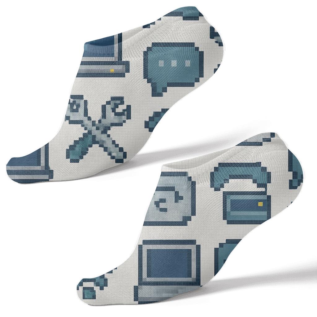 Pixel Grid It Support Specialist Ticket Icons designer print ankle socks