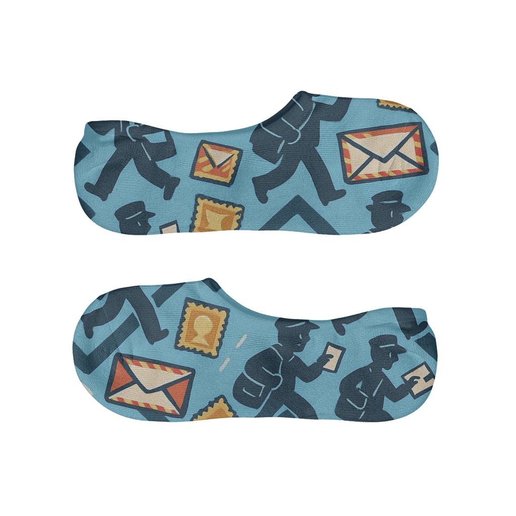 Air Mail Chevrons With Postal Worker Silhouettes soft cotton no-show socks