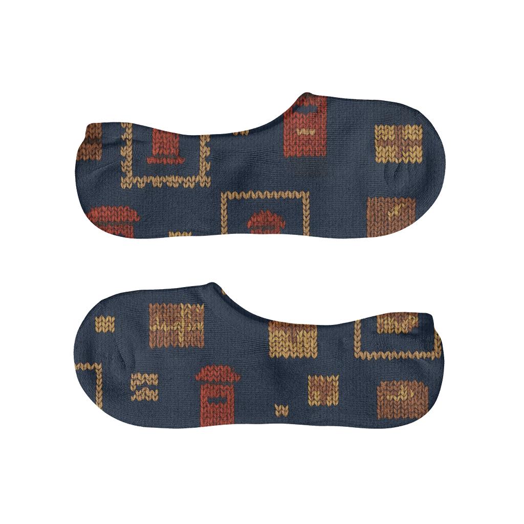 Navy Mail Carrier Knitted Stamp Lattice soft cotton no-show socks
