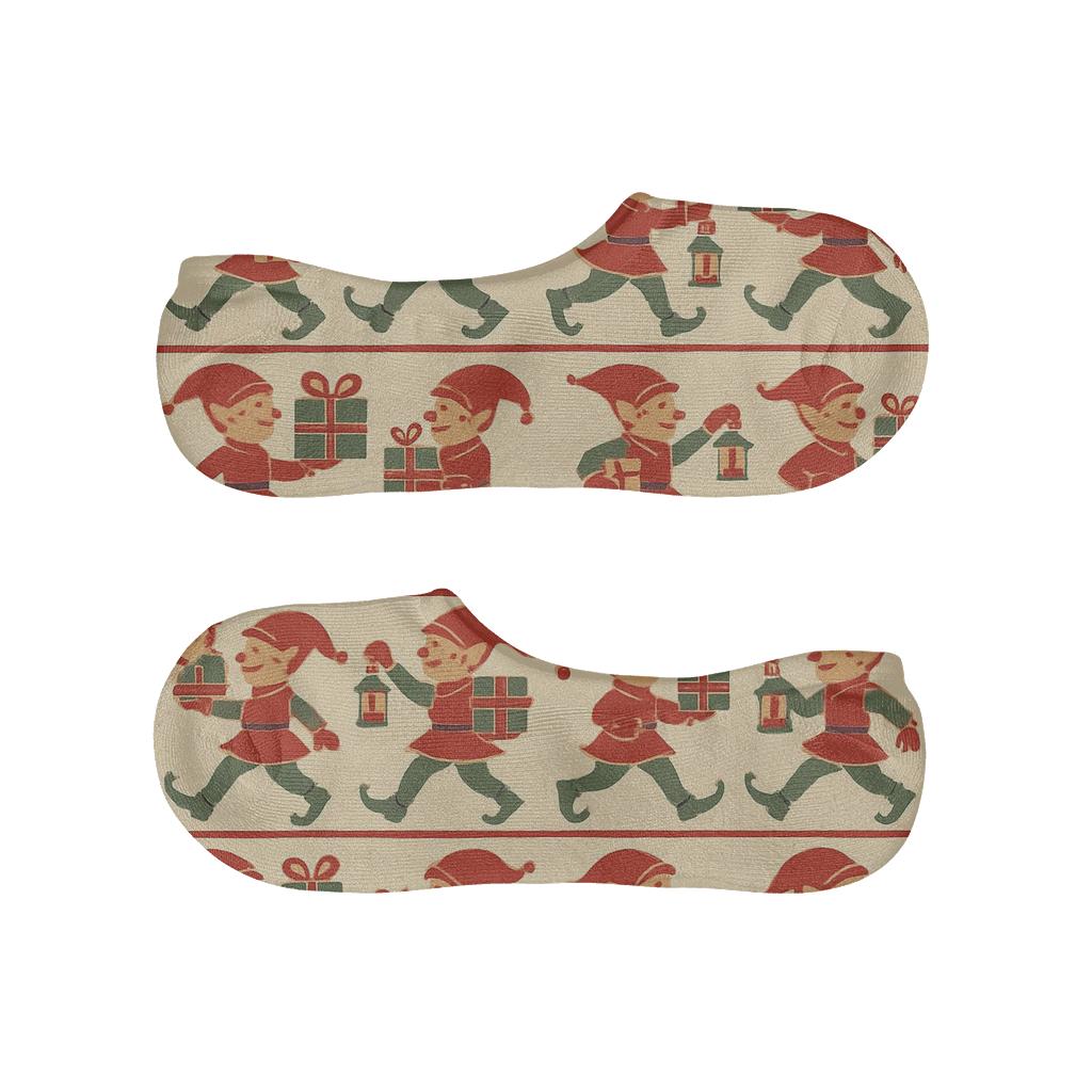 Vintage Poster Elf Parade, Christmas Edition breathable seamless no-show sockscustom no-show socks