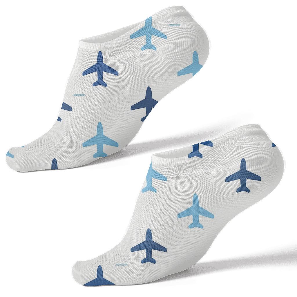 Minimal Airplane Silhouette Microgrid personalized ankle socks