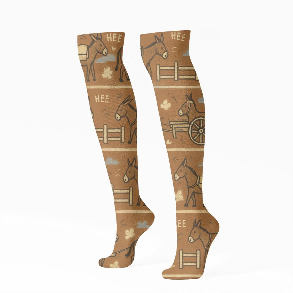 Market Day Collage With Donkey Parade Bands comfortable cotton knee-high socks