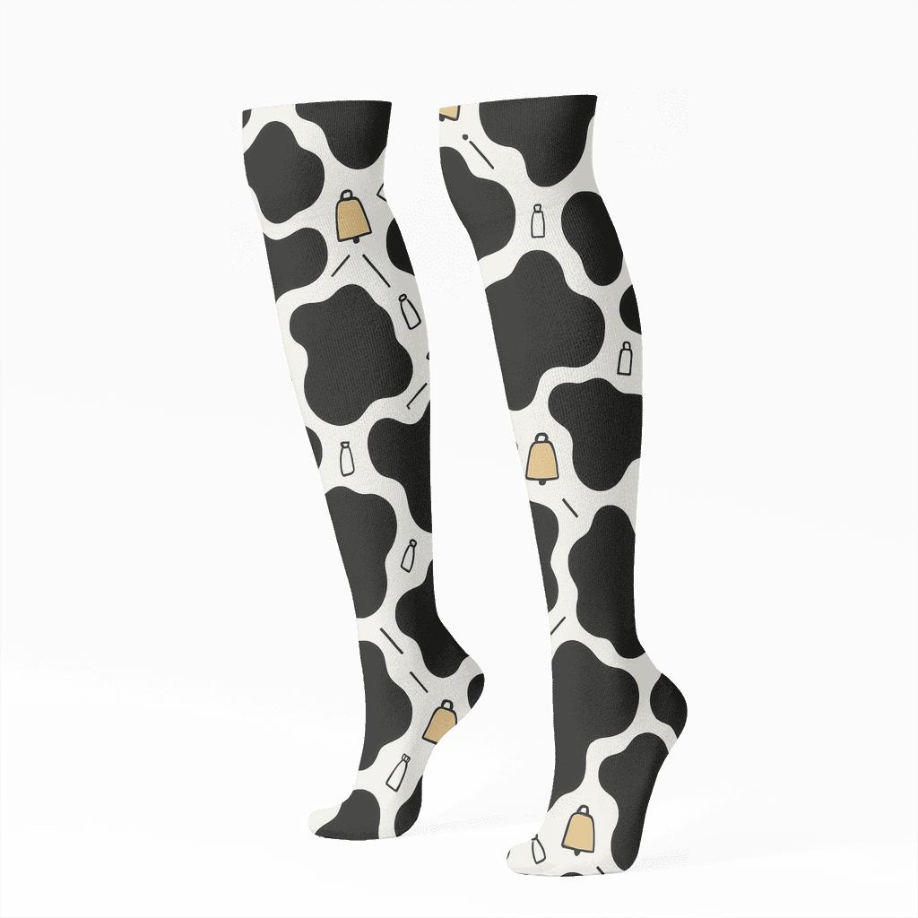 Cowbell Lattice Over Classic Spot Tessellation stylish athletic knee-high socks