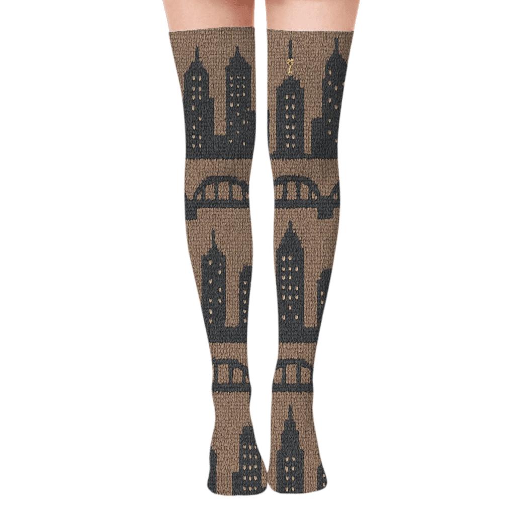 Architect-Crafted Skyline Knit Tessellation soft everyday over-the-knee socks