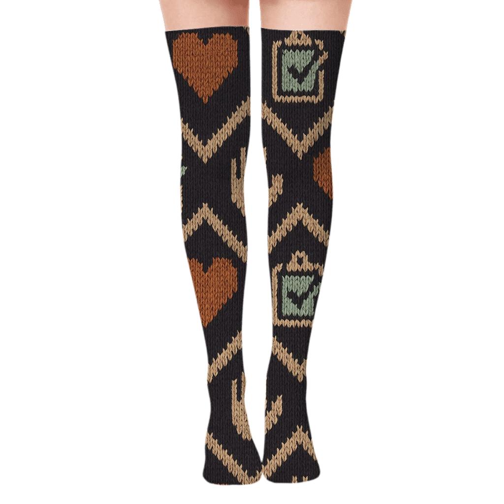 Social Worker Knitted Illusion Care Chevron stylish fashion over-the-knee socks