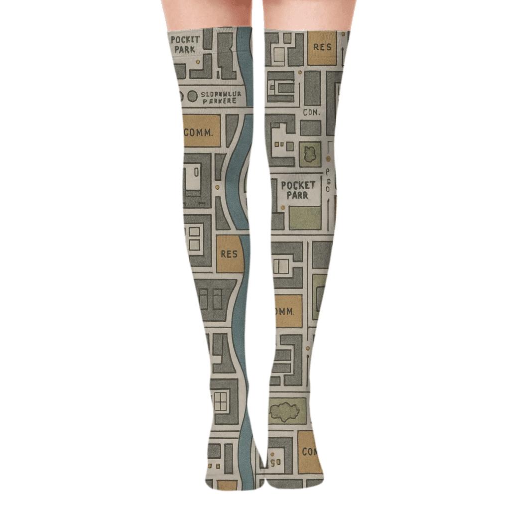 Urban Planner Building Block Tessellation unique graphic over-the-knee socks