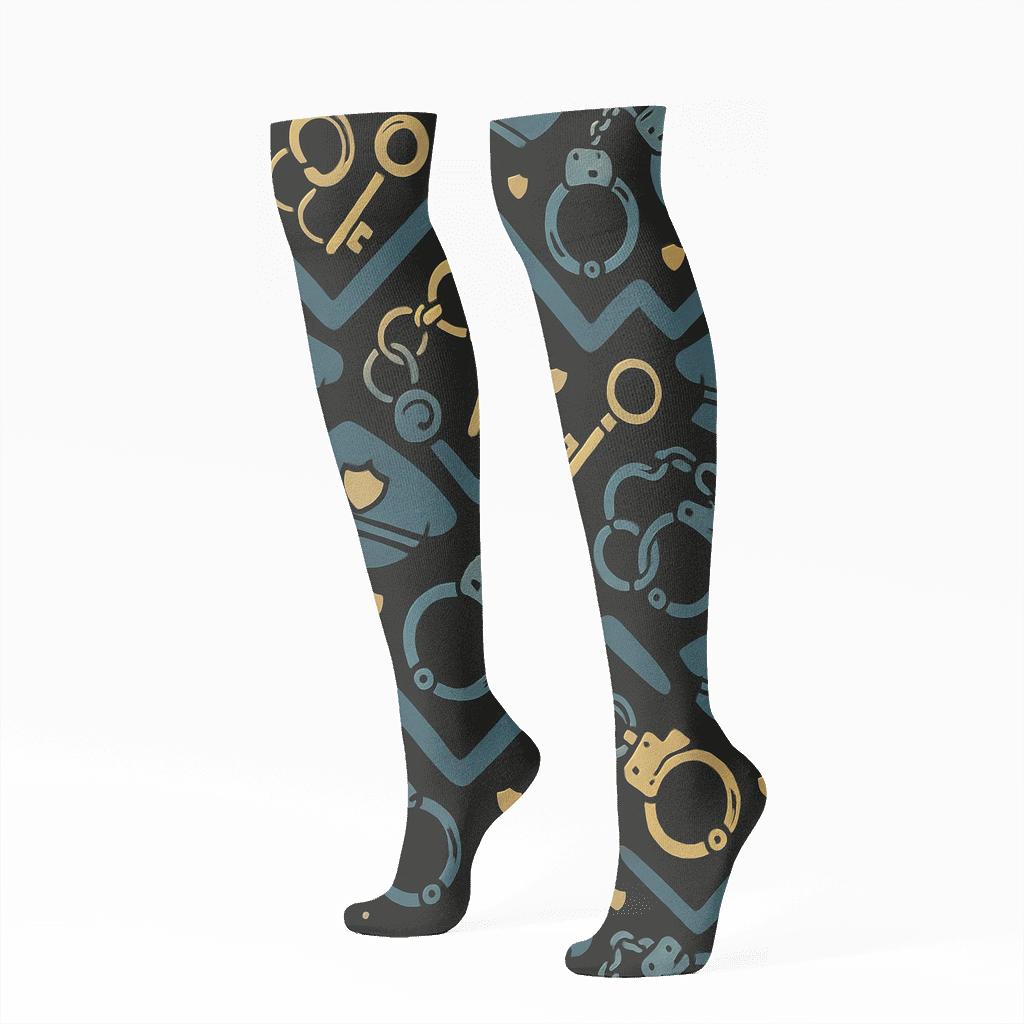 Prison Officer Keyring Chevron designer print knee-high socks