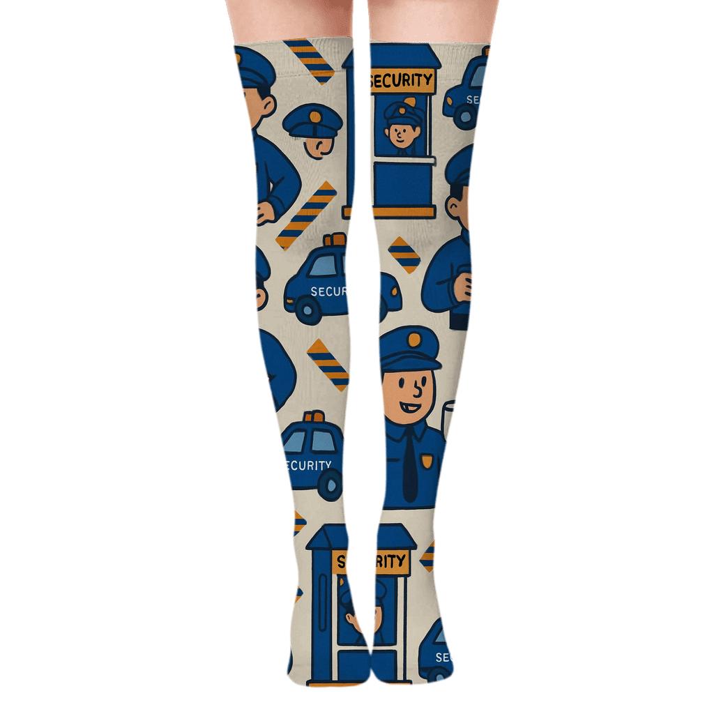 Checkpoint Parade With Security Guard Rhythm unique graphic over-the-knee socks