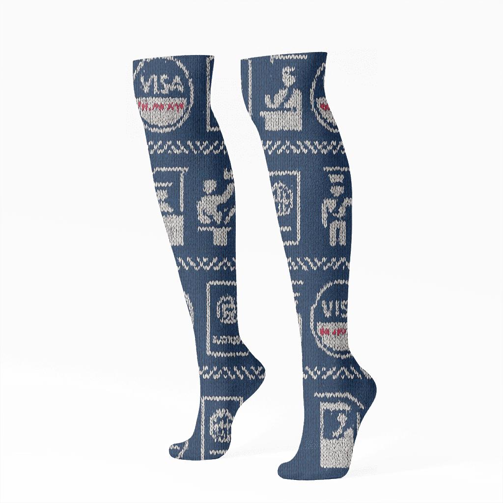 Immigration Officer Passport Stamp Knit Bands premium sports knee-high socks
