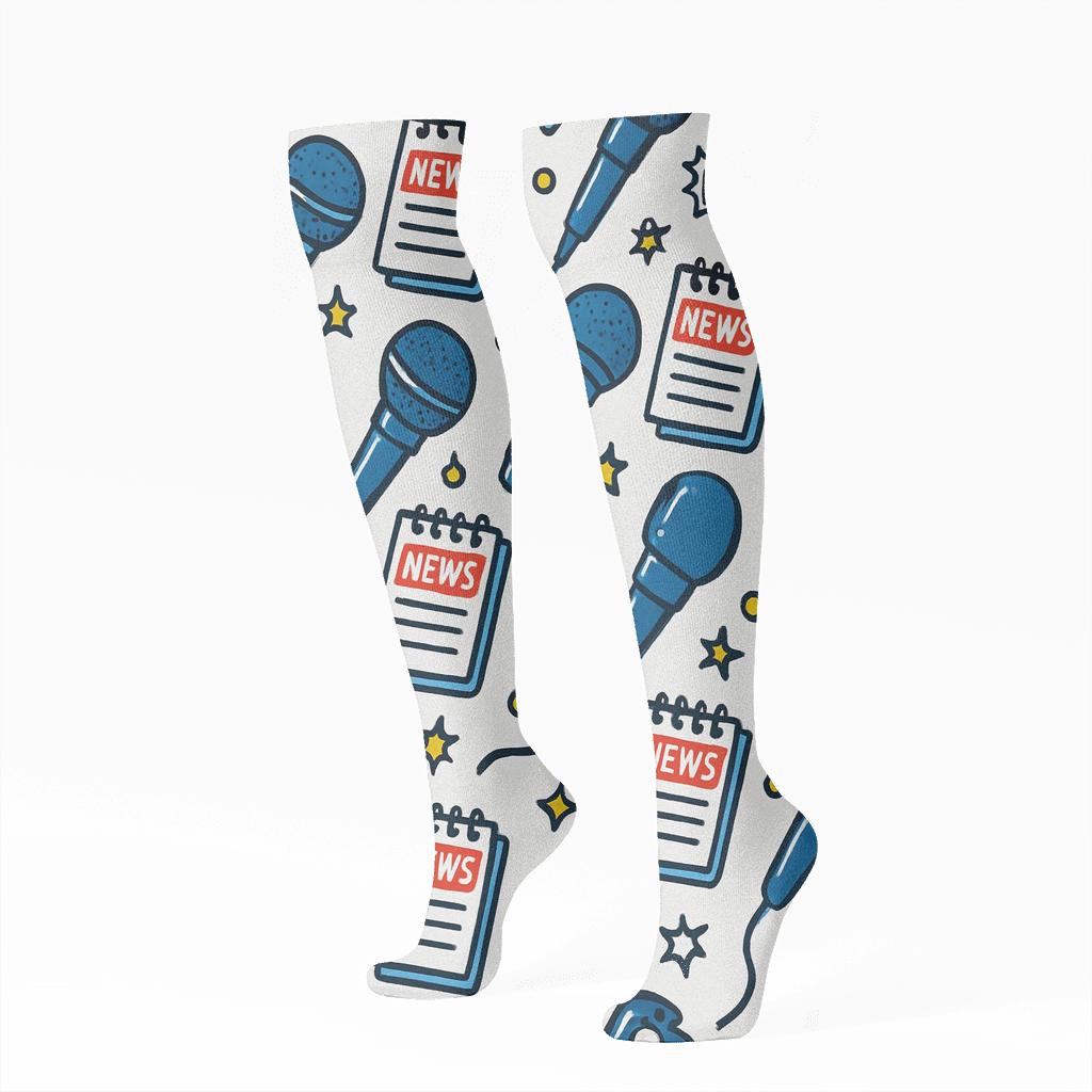 Microphone Chevron In Reporter Chic stylish athletic knee-high socks