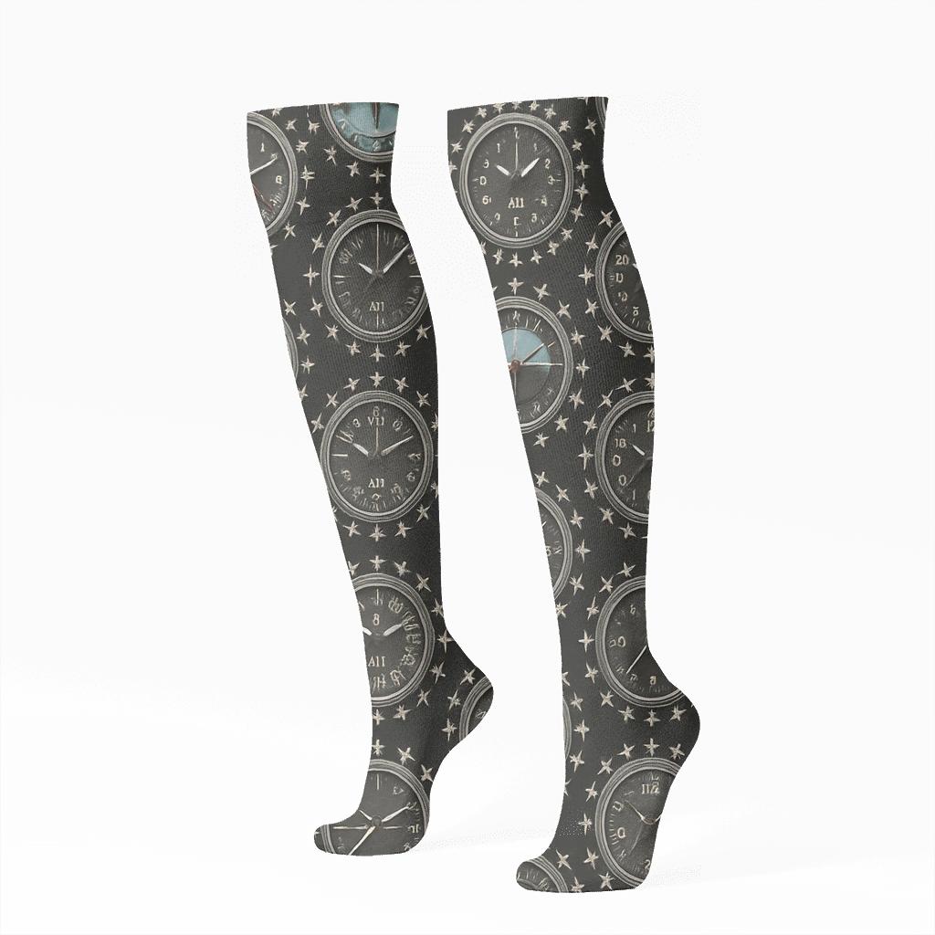 Airplane Cockpit Dial Rosette Tessellation unique graphic knee-high socks