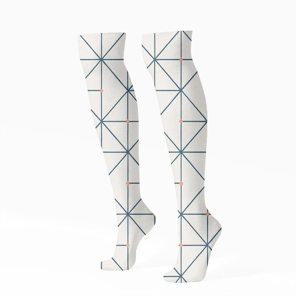 Micro Triangle Flip Tiles comfortable cotton knee-high socks