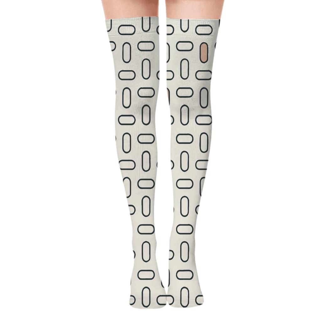 Offset Capsule Lattice stylish fashion over-the-knee socks