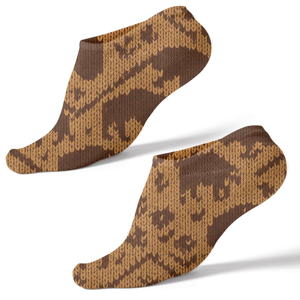 Prairie Knit Illusion With Bison Tracks custom ankle socks
