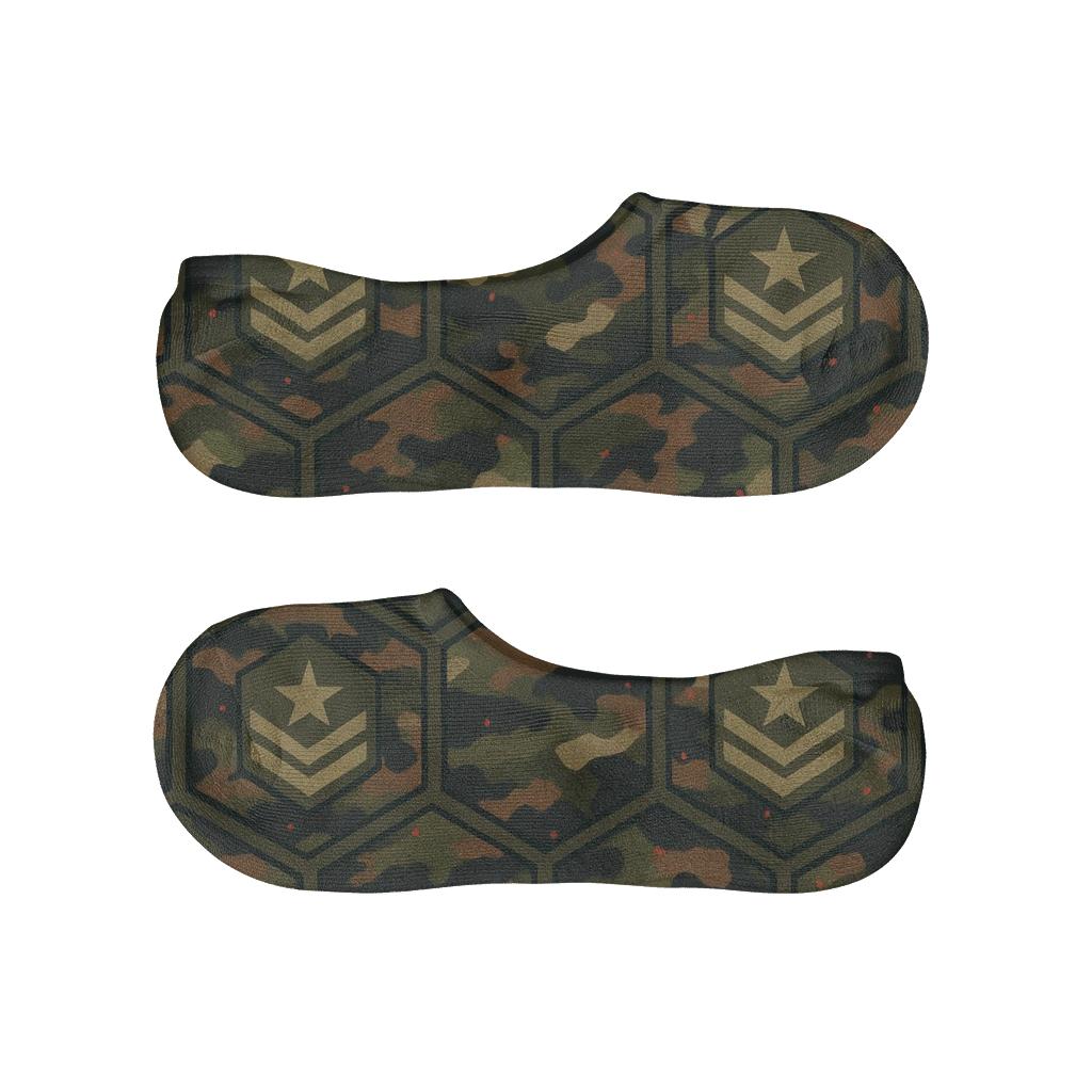 Camouflage Lattice With Soldier Insignia Accents breathable no-show socks