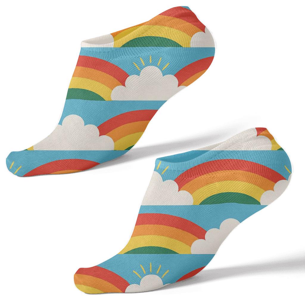 Festival Rainbow Bands With Cloud Scallop Edges personalized ankle socks