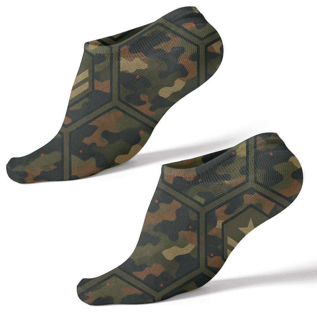 Camouflage Lattice With Soldier Insignia Accents soft everyday ankle socks