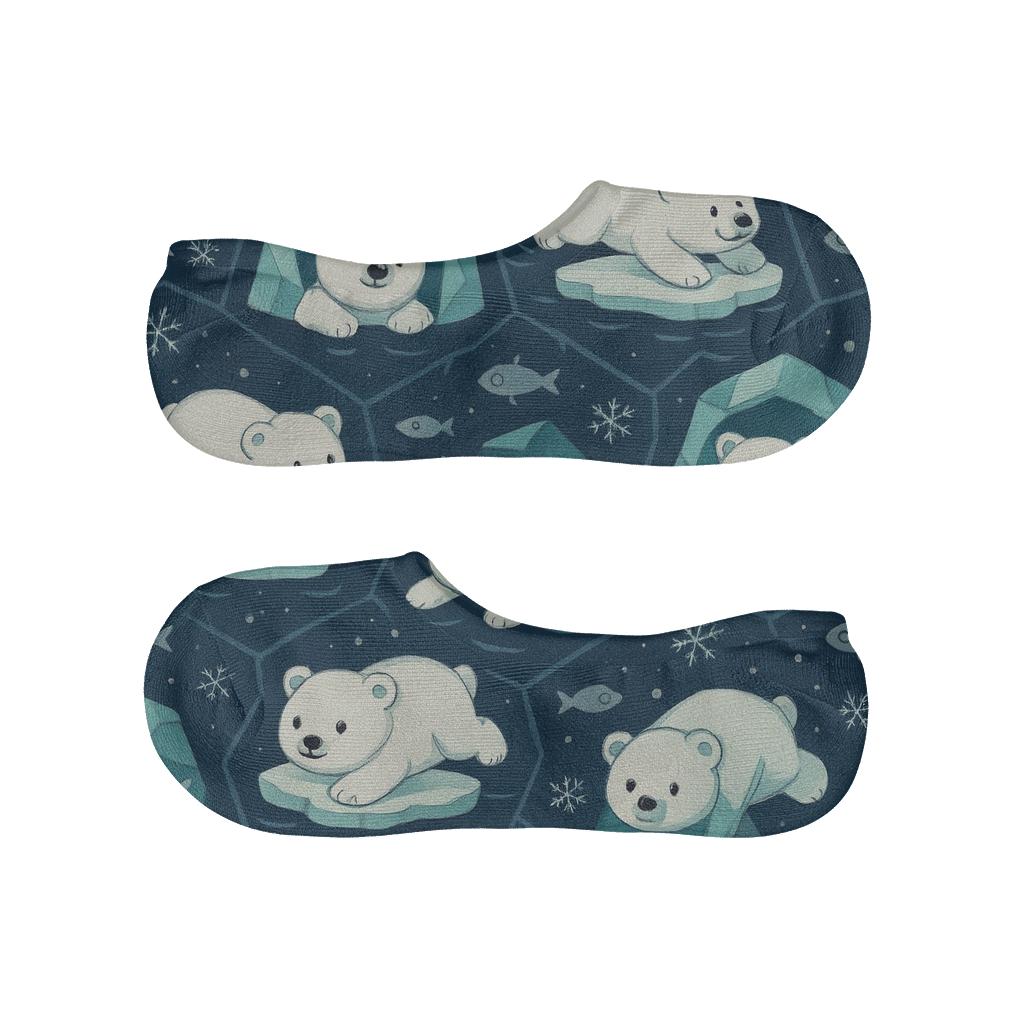 Iceberg Lattice In Polar Bear Play Scene anti-slip no-show socks