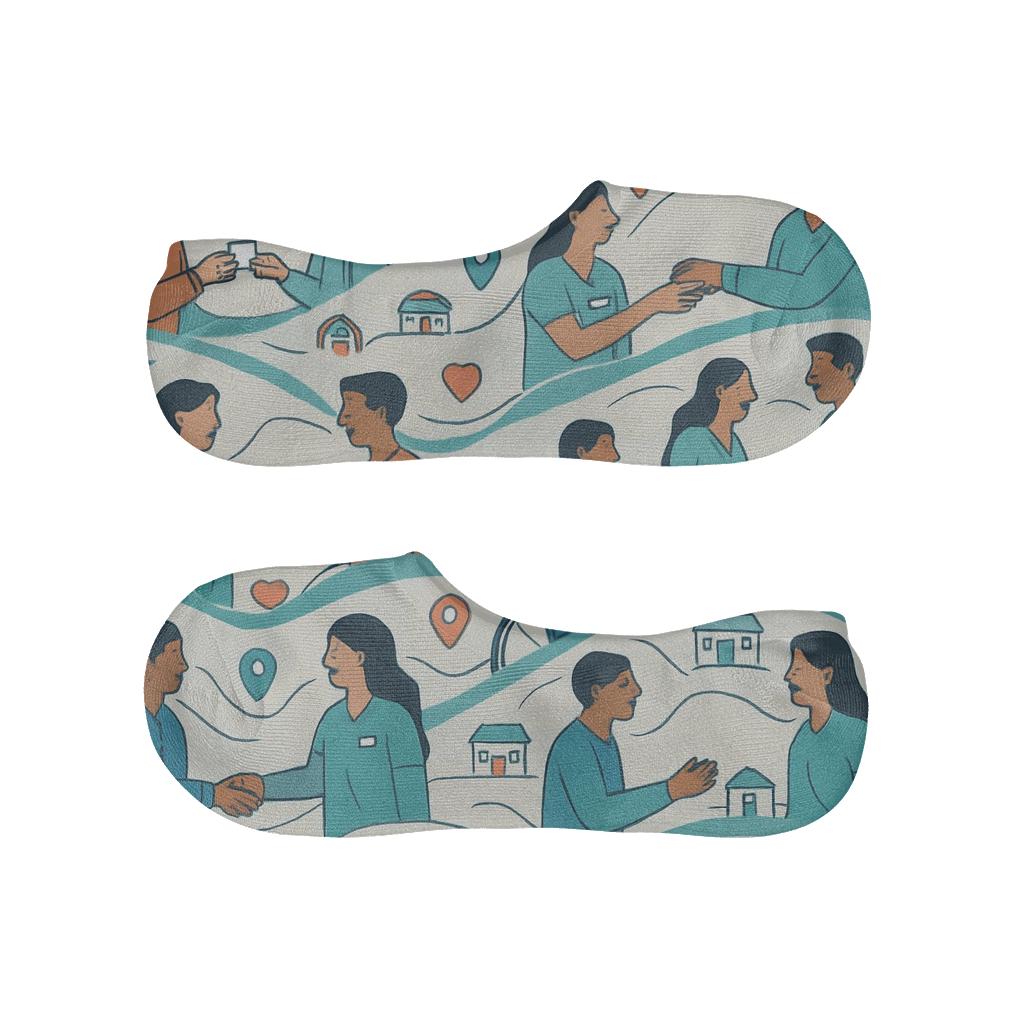 Community Mural Study With Social Worker Outreach Waves designer printed no-show socks