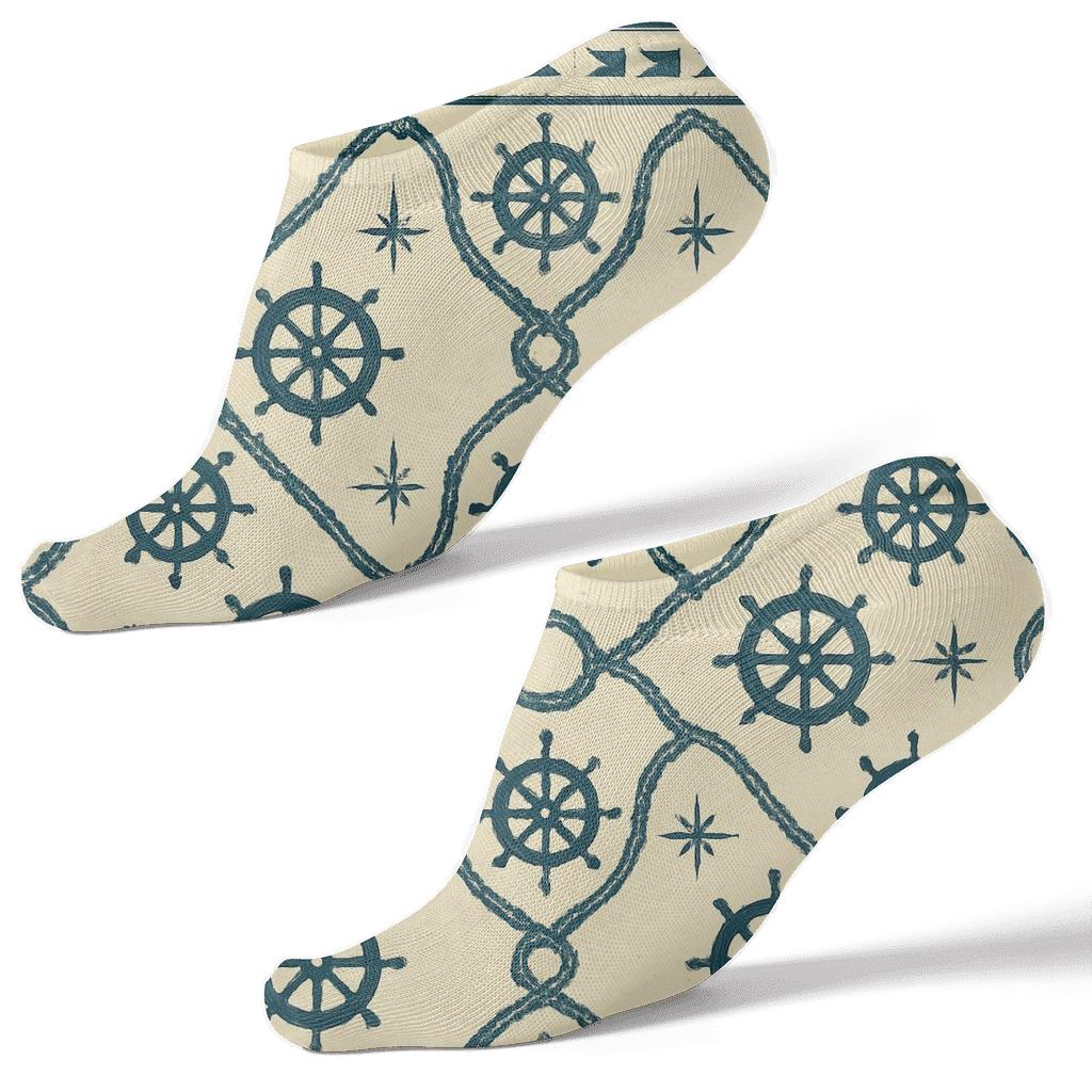 Rope And Wheel Lattice For Ship Captain premium sports ankle socks
