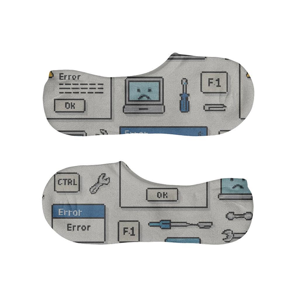 Pixel Art It Support Specialist Error Popup Tessellation breathable seamless no-show sockscustom no-show socks