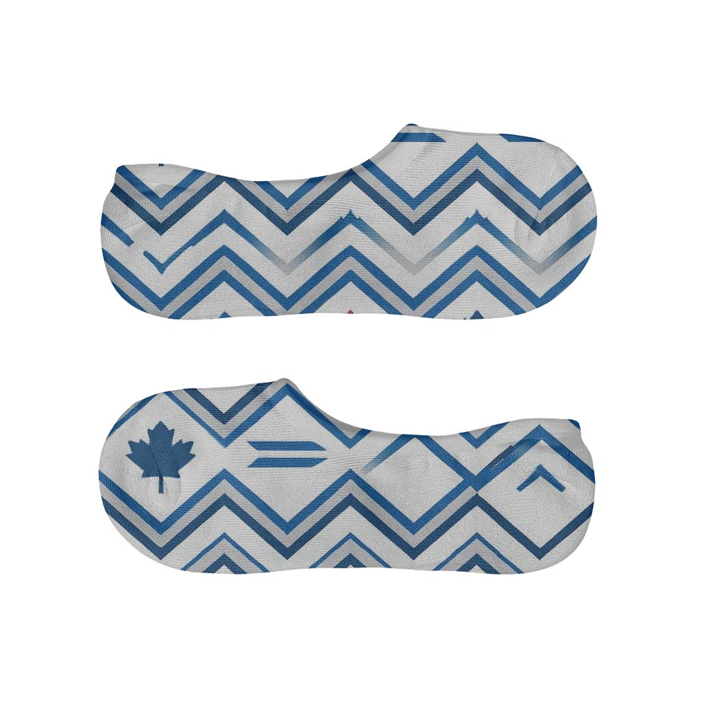 Maple Leaf Chevron With Blue Jays Wing Motifs low cut no-show socks
