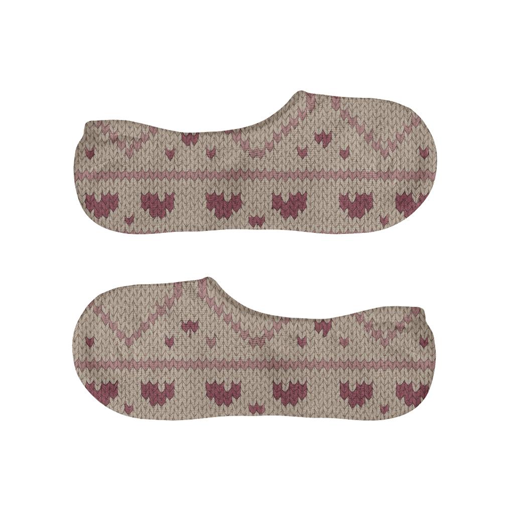 Knitted Illusion Grid With Classic Heart Motifs personalized invisible socks