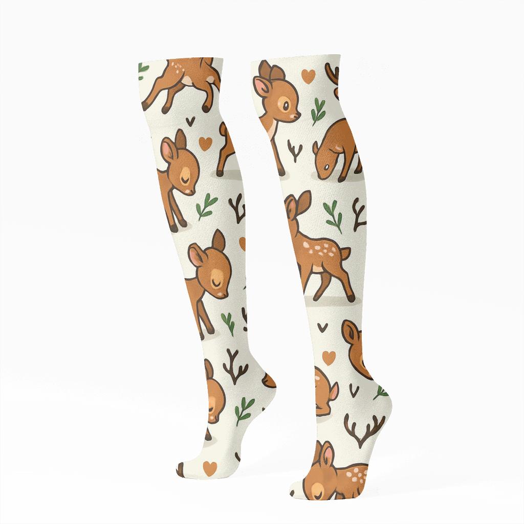 Wildflower Meadow Scatter With Deer Accents custom knee-high socks