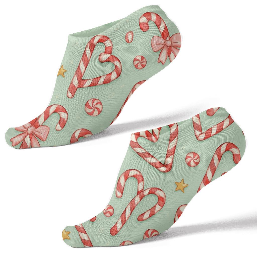 Candy Cane Hearts And Candy Canes Confetti Scatter custom ankle socks