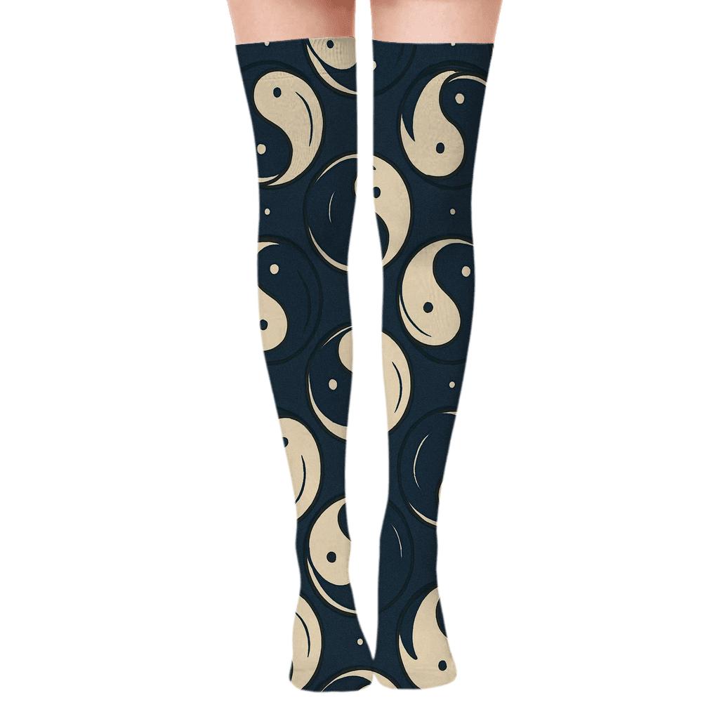 Indigo Koi Duality Spiral Tiles soft everyday over-the-knee socks