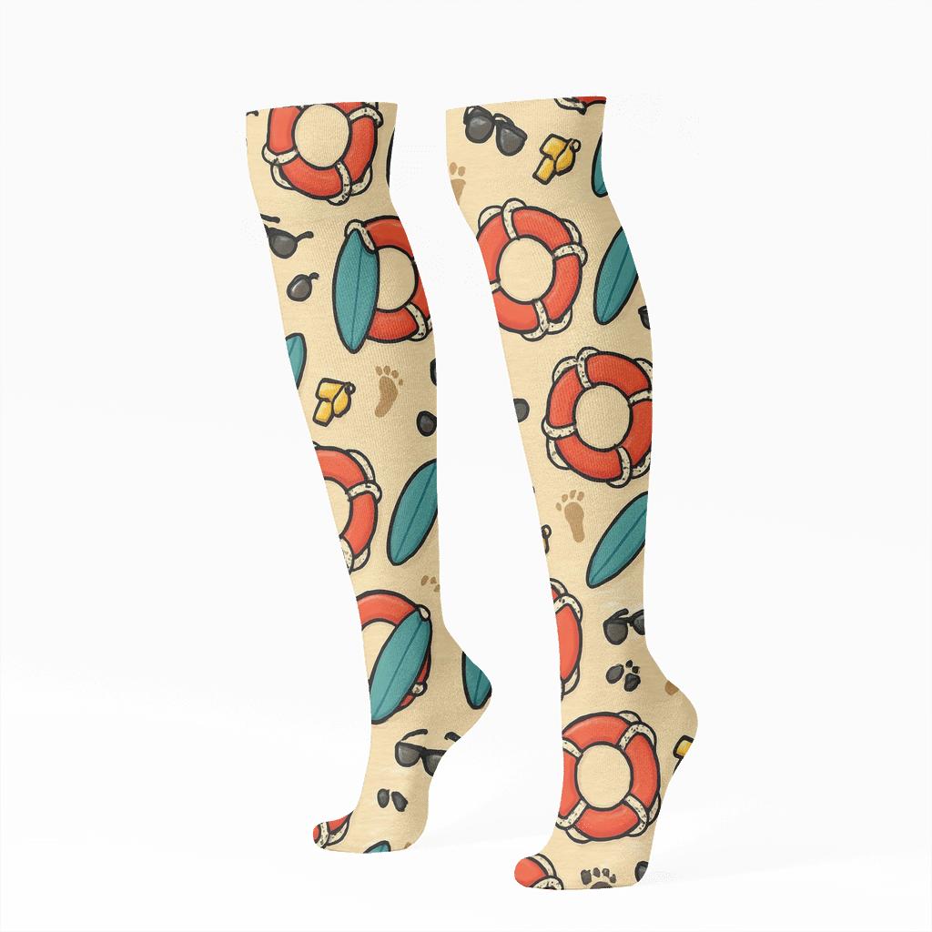 Rescue Ring Lattice With Lifeguard Rhythm personalized knee-high socks