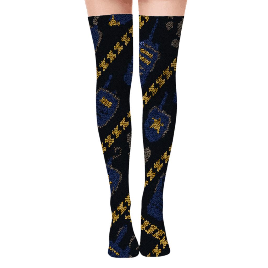Knit Illusion Night Patrol, Security Guard premium cozy over-the-knee socks