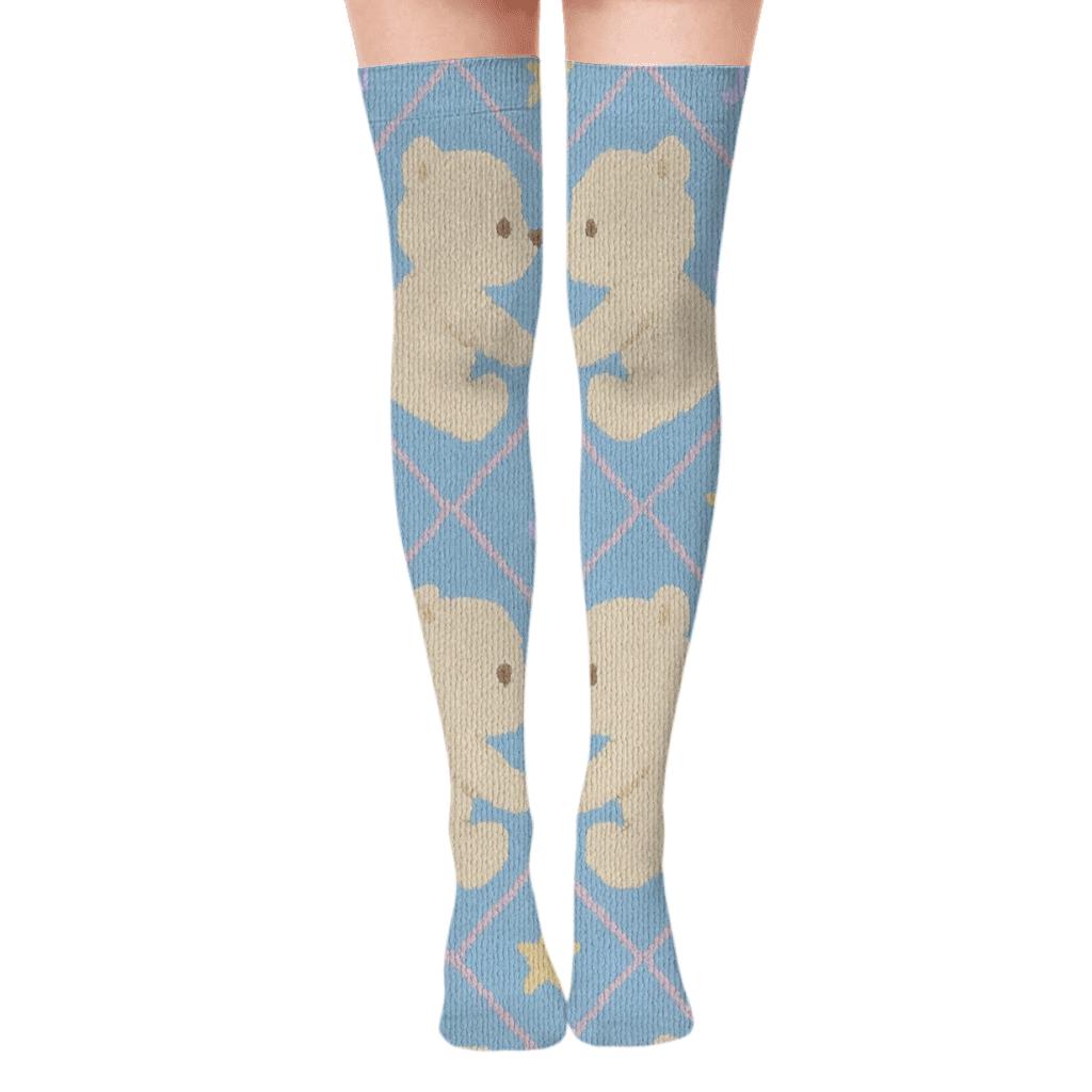 Childcare Worker Teddy Bear Lullaby Lattice unique graphic over-the-knee socks