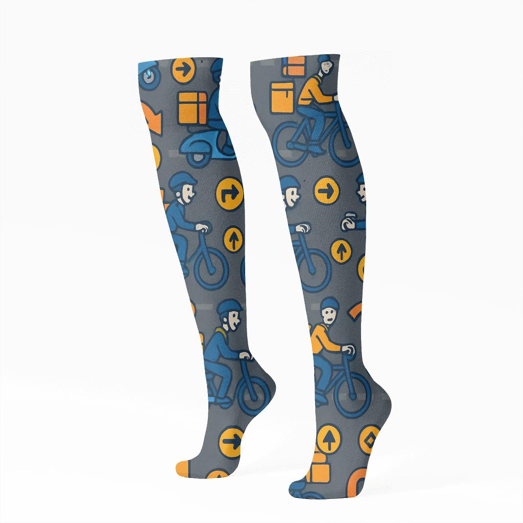 City Grid Courier Parade Pattern soft everyday knee-high socks
