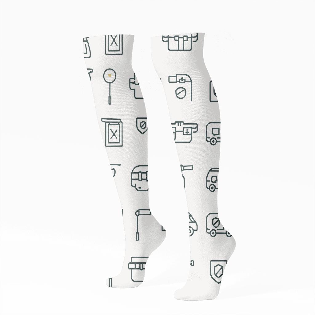 Tool Grid With Pest Control Technician Badges soft everyday knee-high socks