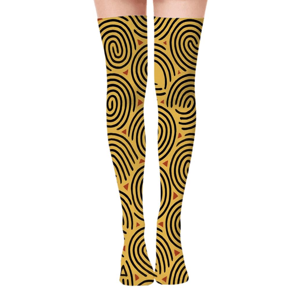 Fingerprint Lattice, Crime Scene Investigator Edition designer print over-the-knee socks