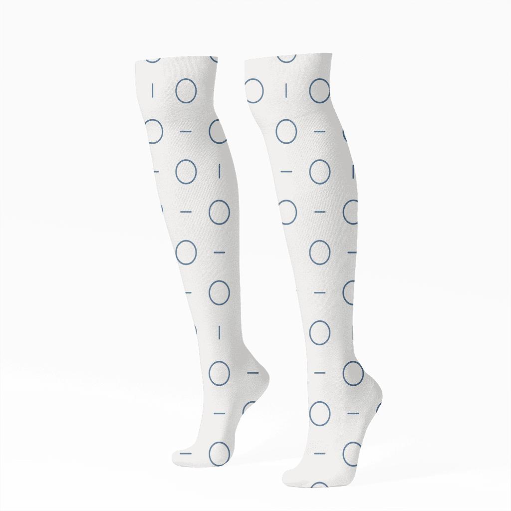 Ring Dash Interval Map designer print knee-high socks