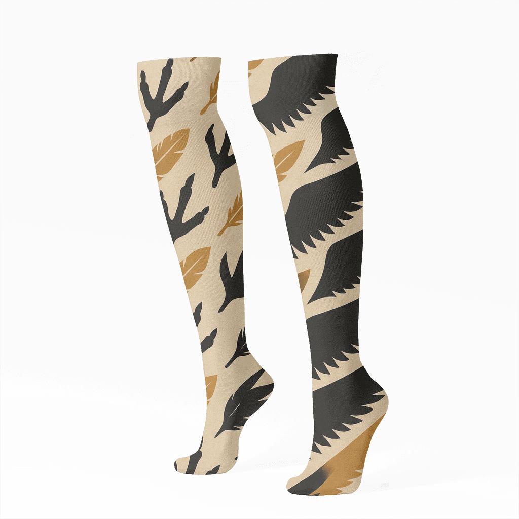 Eagle Talon Track Diagonal Array On Beige Background soft everyday knee-high socks