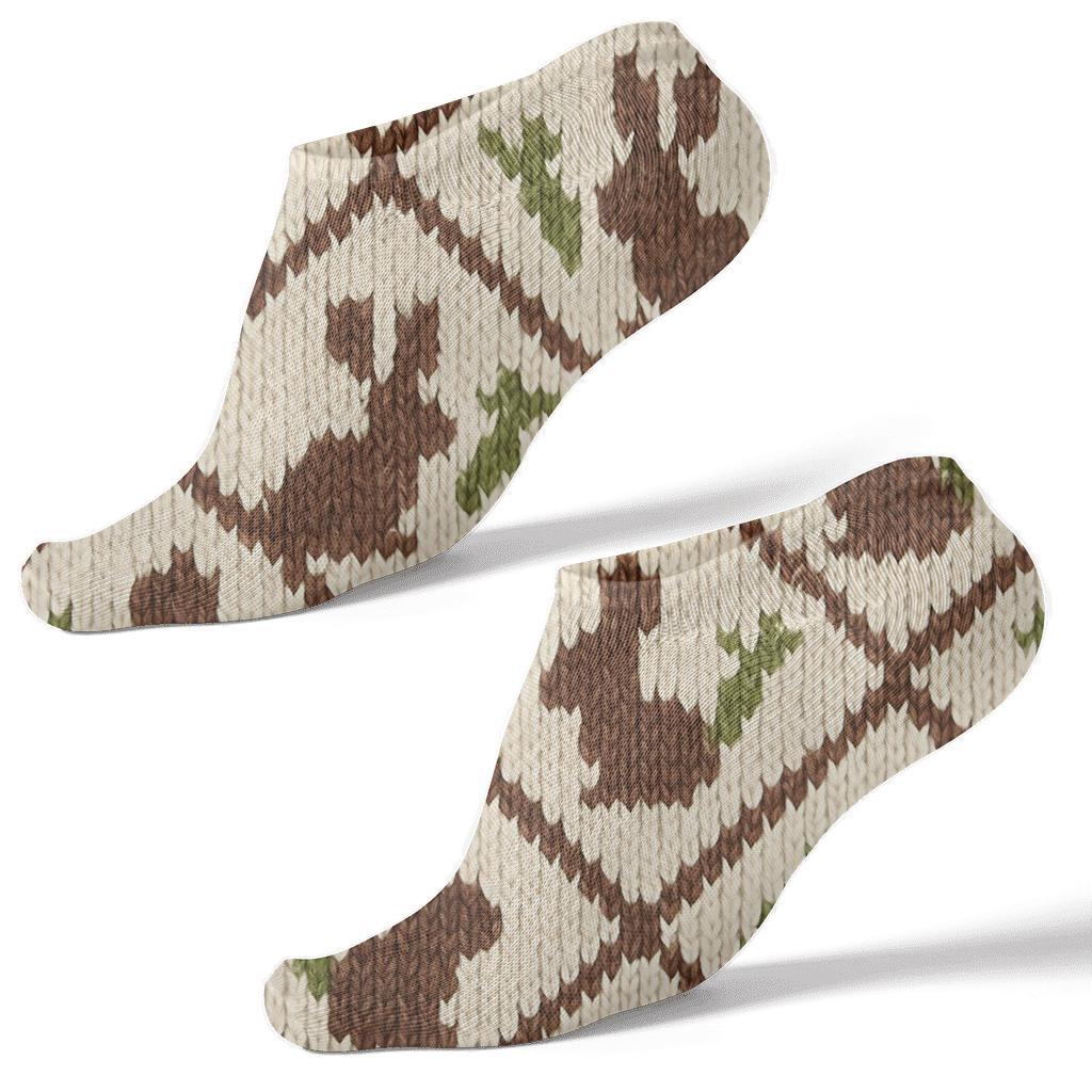 Knitted Meadow Tiling With Rabbit Motifs unique graphic ankle socks