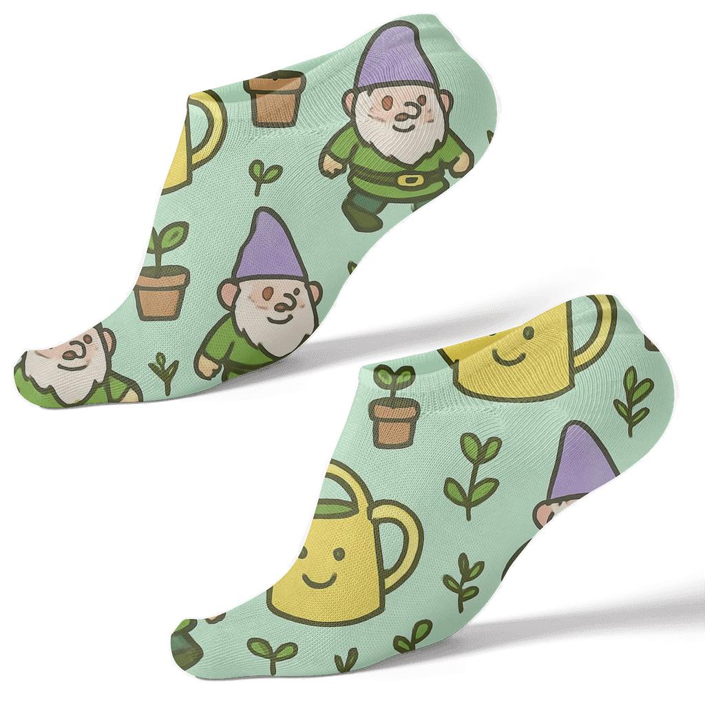 Watering Cans With Gardener Gnome Parade Pattern premium sports ankle socks