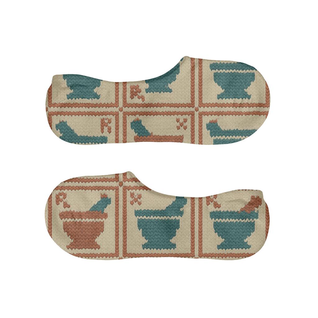 Pharmacist-Grade Mortar And Pestle Lattice anti-slip no-show socks