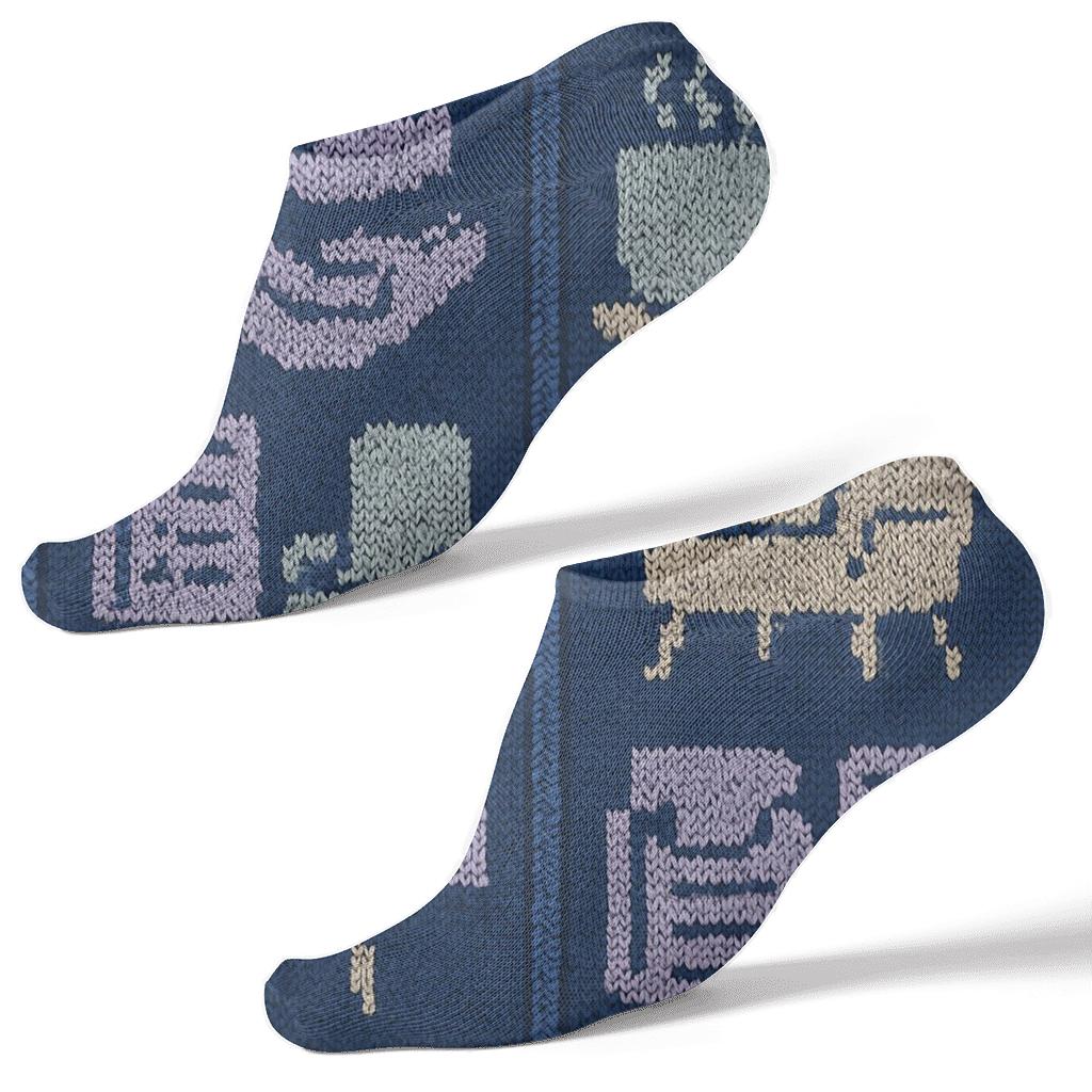 Counselor-Knitted Comfort Symbols Grid trendy patterned ankle socks