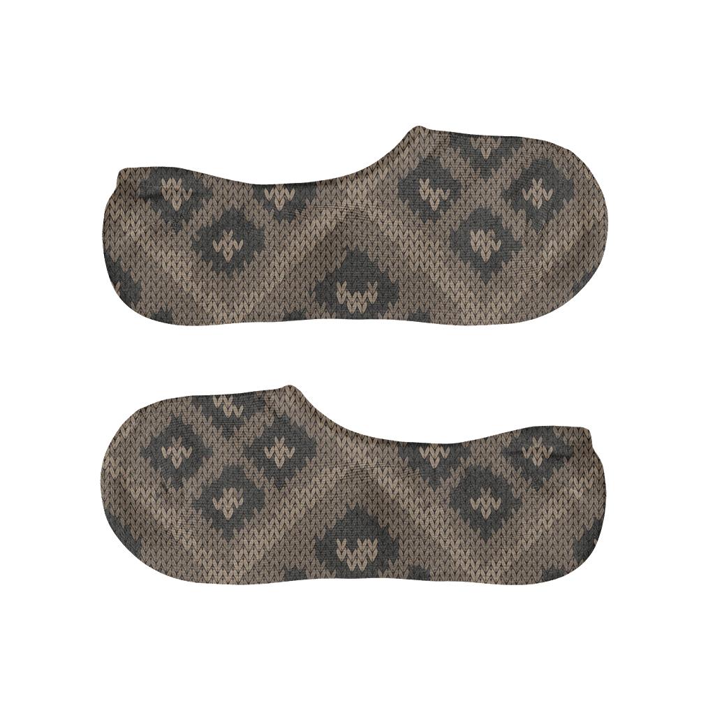 Charcoal Knit Look Micro Spot Lattice On Warm Taupe Background anti-slip no-show socks